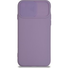 Caseart Apple iPhone Se 2020 Kapak Kamera Korumalı Sürgülü Renkli Silikon Kılıf - Lila