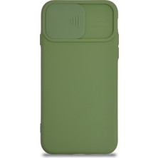 Caseart Apple iPhone Se 2020 Kapak Kamera Korumalı Sürgülü Renkli Silikon Kılıf - Açık Yeşil