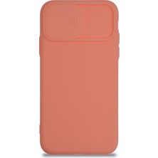 Kılıfmania Apple iPhone Xs Kapak Kamera Korumalı Sürgülü Renkli Silikon Kılıf - Pudra