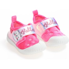 Gezer Gri Pembe  Kaydırmaz Taban Kız Çocuk Kreş Panduf Ayakkabı 03213