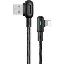 Usams U57 Lightning Çift Yönlü Rgb Oyuncu Hızlı Şarj ve Data Kablosu 1.2m Siyah