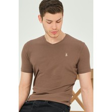 Dewberry T8568 Dewberry V Yaka Erkek T-Shirt-Kahve