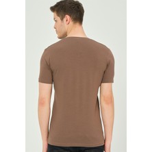 Dewberry T8568 Dewberry V Yaka Erkek T-Shirt-Kahve