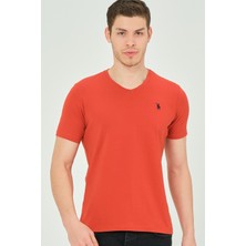 Dewberry T8568 Dewberry V Yaka Erkek T-Shirt-Kiremit