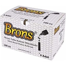 Brons Beyaz Tahta Kalemi Mürekkebi Mavi 100 Cc. BR-354 6'lı Paket