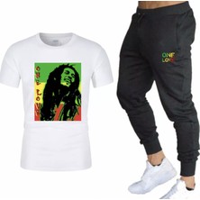 Amor Man Bob Marley One Love Baskılı %100 Pamuk Kısa Kollu Yazlık Ultra Hafif Erkek Eşofman Takımı