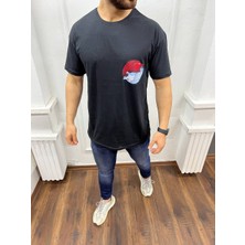 Yonez Moda Erkek Siyah Ay Kurt Baskılı Oversıze