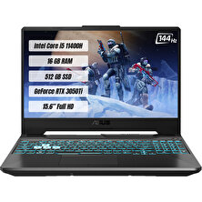 Asus Tuf Gaming F15 FX506HE-HN306 Intel Core I5 11400H 16 GB 512 GB SSD Rtx 3050 Ti 144 Hz Freedos 15.6" Fhd Taşınabilir Bilgisayar