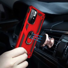 Case 4U Xiaomi Redmi Note 11T 5G Kılıf Çift Katmanlı Yüzüklü Manyetik Vega Kapak Kırmızı