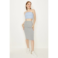 Select Moda Kadın Antrasit Midi Etek