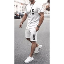 Amor Man K Dijital Baskılı %100 Pamuk Ultra Hafif Ter Tutmayan Modern Erkek T-Shirt Şort Takımı