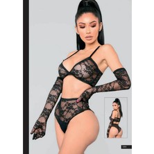 Nightlight Dantel Işlemeli Eldivenli Sütyen Külot Takım 3281