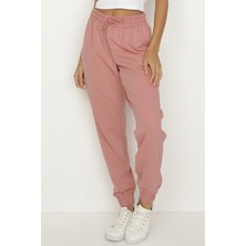Select Moda Kadın Pembe Paçası Lastikli Jogger Pantolon