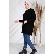 Kadın Haki Baklava Desen Triko Kazak