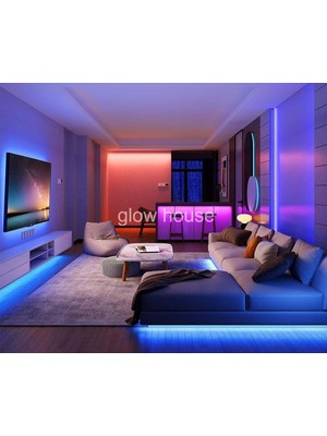 Glow LED Animasyonlu Tak Çalıştır Kumandalı Trafolu Rgb Şerit Işık Aydınlatma 5 Metre