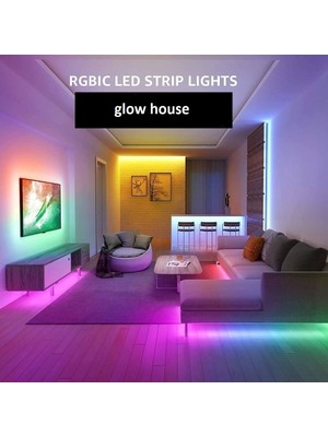 Glow LED Animasyonlu Tak Çalıştır Kumandalı Trafolu Rgb Şerit Işık Aydınlatma 5 Metre