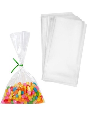 Rahmet Kurabiye Jelatini Şeffaf Parlak Poşet 10*20 cm Plastik Malzeme Desensiz 100 Adet