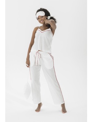 For You Moda Kadın 7 li Organik Kırmızı Kenar İşlemeli Pijama Takımı S26807