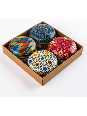 Rumi Candle Metal Kutu Kokulu Mum Soya Wax Vegan Doğal Lüx Hediyelik Mandala Serisi No:9