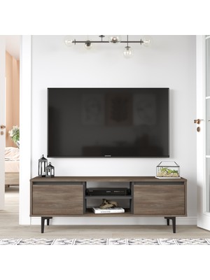 Robin Home Linda Tv Ünitesi Tv Sehpası Kapaklı 140CM Kahve-Antrasit Ln1-Ca