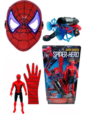 UDATOYS Örümcek Adam Ok Ağ Fırlatan Atan Eldiven Işıklı Maske ve Karakter