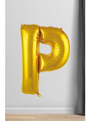 Pekshop P Harfi Folyo Balon Gold 100 cm 40 Inç 1 Metre Altın