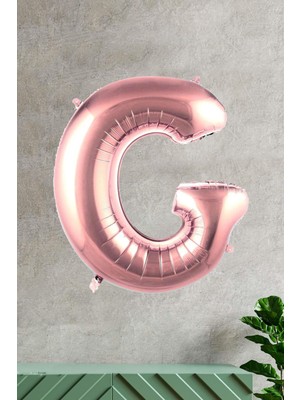 Pekshop G Harfi Rose Gold Folyo Balon 100 cm 40 Inç 1 Metre Baş Harf Balon