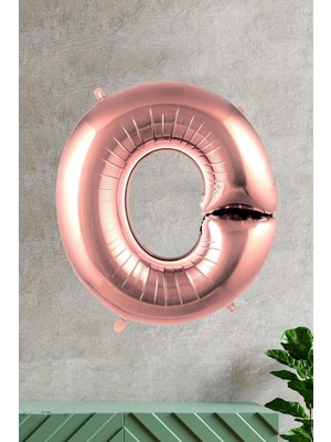 Pekshop O Harfi Rose Gold Folyo Balon 100 cm 40 Inç 1 Metre Baş Harf Balon