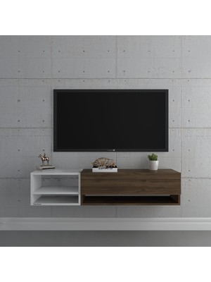 Myniture Duvara Monte Tv Sehpası Ceviz Beyaz S6105-2