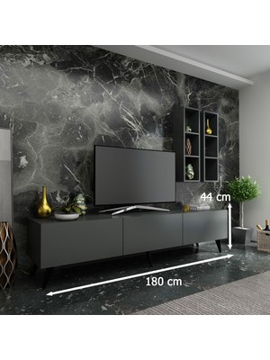 Myniture Ideal Tv Ünitesi + Duvar Rafı Q7003-4 Antrasit