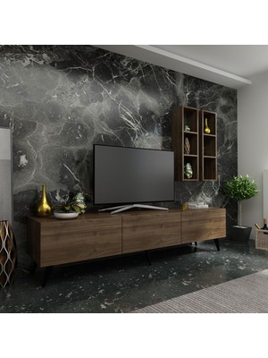 Myniture Ideal Tv Ünitesi + Duvar Rafı Q7003-2 Ceviz