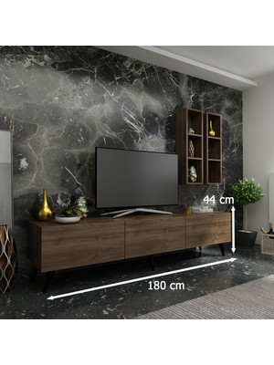 Myniture Ideal Tv Ünitesi + Duvar Rafı Q7003-2 Ceviz