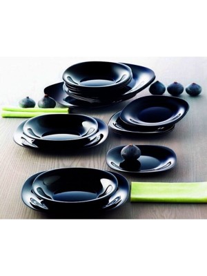 Luminarc 24 Parça Siyah Yemek Takımı 6 Kişilik Porselen Malzeme ile Düz Tema