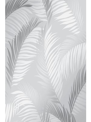 BienHome 5322 Palmiye Tropikal Çiçek Gümüş Krem Gri Duvar Kağıdı 5,30 M²