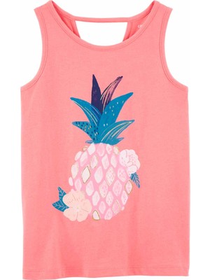 Carter's Kız Çocuk Ananas Desenli Tshirt Kolsuz Turuncu