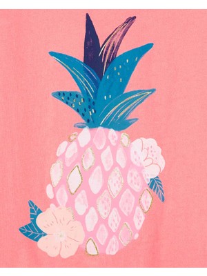 Carter's Kız Çocuk Ananas Desenli Tshirt Kolsuz Turuncu