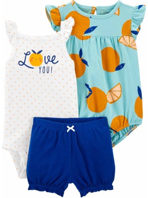 Carter's Kız Bebek Body Şort Set 3'lü Paket