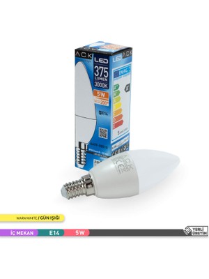 Ack LED Mum Ampul 3000K Gün Işığı 220V 5W E14