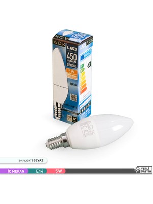 Ack LED Mum Ampul 6500K Beyaz Işık 220V 5W E14