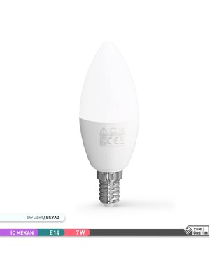 Ack LED Mum Ampul 6500K Beyaz Işık 220V 7W E14