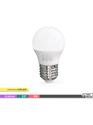 Ack LED Top Ampul 3000K Gün Işığı 220V 5W E27