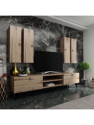 Myniture Ideal Tv Ünitesi + Duvar Raf ve Duvar Dolaplı Q7021-3 Çırağan