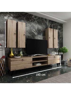 Myniture Ideal Tv Ünitesi + Duvar Raf ve Duvar Dolaplı Q7021-3 Çırağan