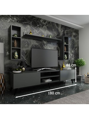 Myniture Ideal Tv Ünitesi + Duvar Rafı Q7009-4 Antrasit