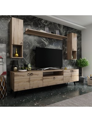 Myniture Ideal Tv Ünitesi + Duvar Raf ve Duvar Dolaplı Q7023-3 Çırağan