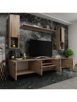 Myniture Ideal Tv Ünitesi + Duvar Raf ve Duvar Dolaplı Q7023-3 Çırağan