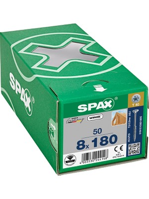 Spax Ahşap Konstrüksiyon Vidası 8 x 180 Mm 50 Adet Yarım Dişli Havşa Başlı Wırox Kaplama