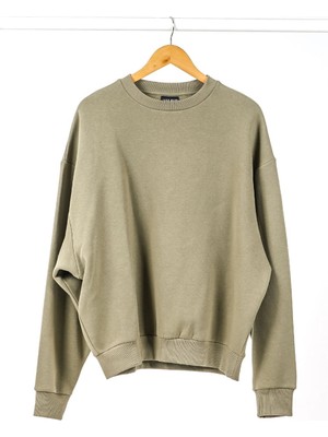 Jahr Marc Haki Renk Basic Oversize Kadın Sweatshirt