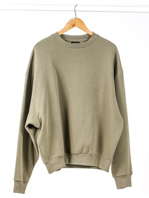 Jahr Marc Haki Renk Basic Oversize Kadın Sweatshirt