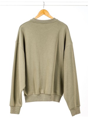 Jahr Marc Haki Renk Basic Oversize Kadın Sweatshirt